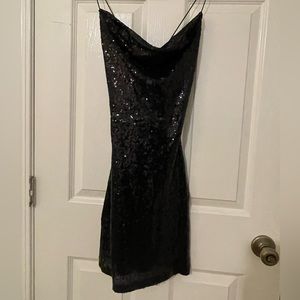 Mini Black Sequins Dress